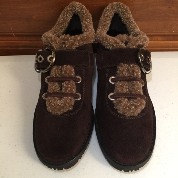 Stuart Weitzman Fur Lined Suede Shoe | Ankle Boot - Picture 3 of 16